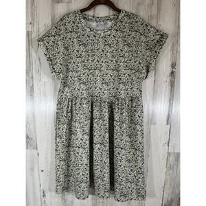 Ichi Womens Dress Size Medium Green Multi Print Babydoll Ponte‎ Knit Stretch